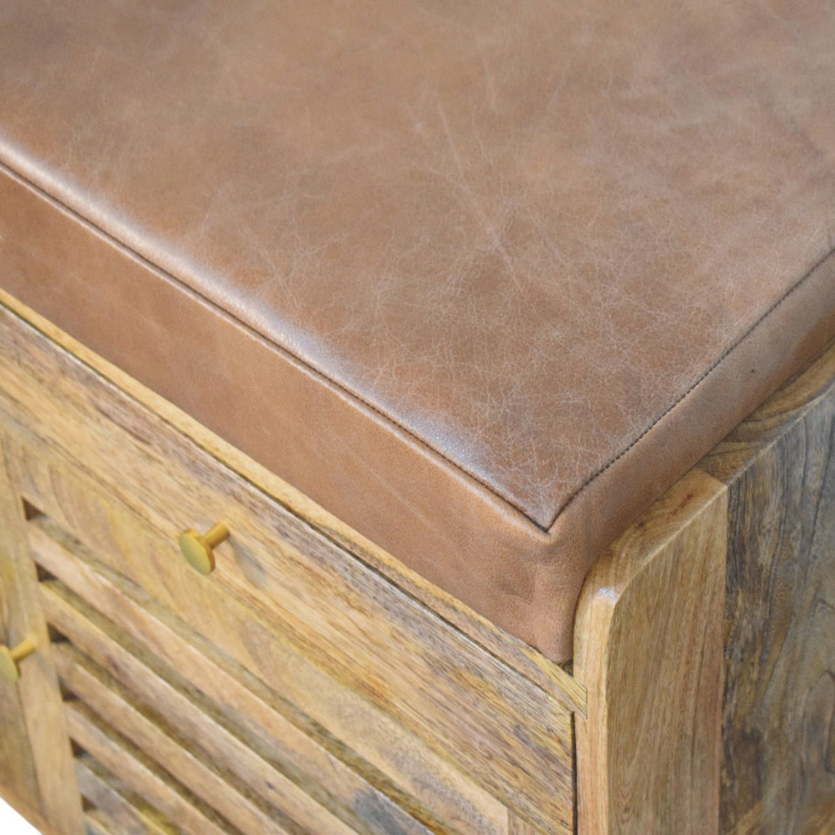 Sutton Buffalo Leather Slatted Shoe Cabinet