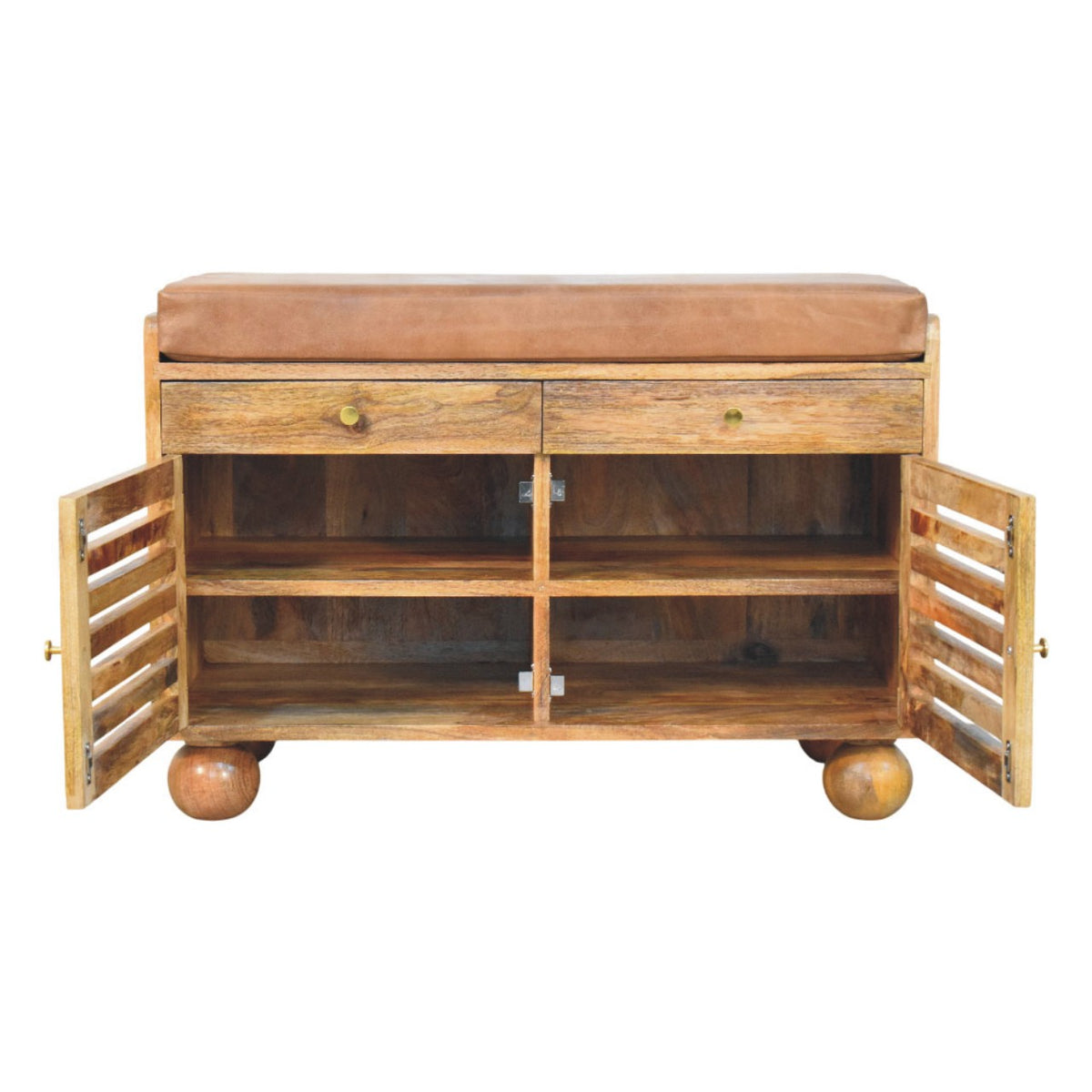 Sutton Buffalo Leather Slatted Shoe Cabinet