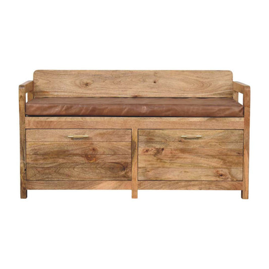 Sutton Buffalo Leather 2 Drawer Storage Bench