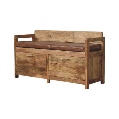 Sutton Buffalo Leather 2 Drawer Storage Bench