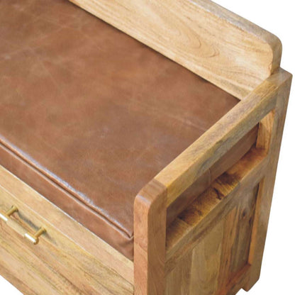 Sutton Buffalo Leather 2 Drawer Storage Bench