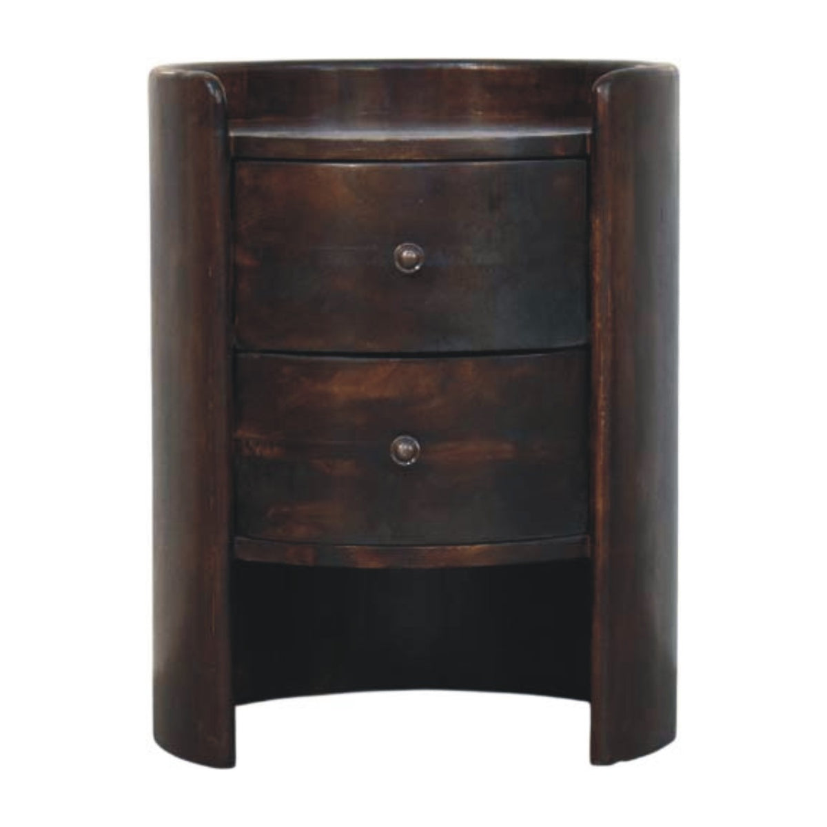 Mocha Round 2 Drawer Timber Accent Table