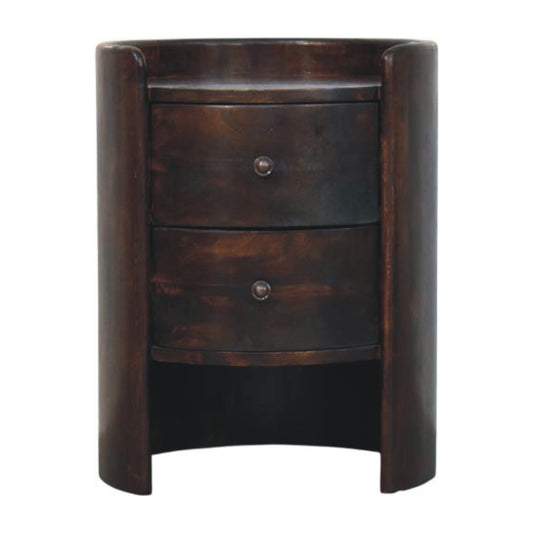 Mocha Round 2 Drawer Timber Accent Table