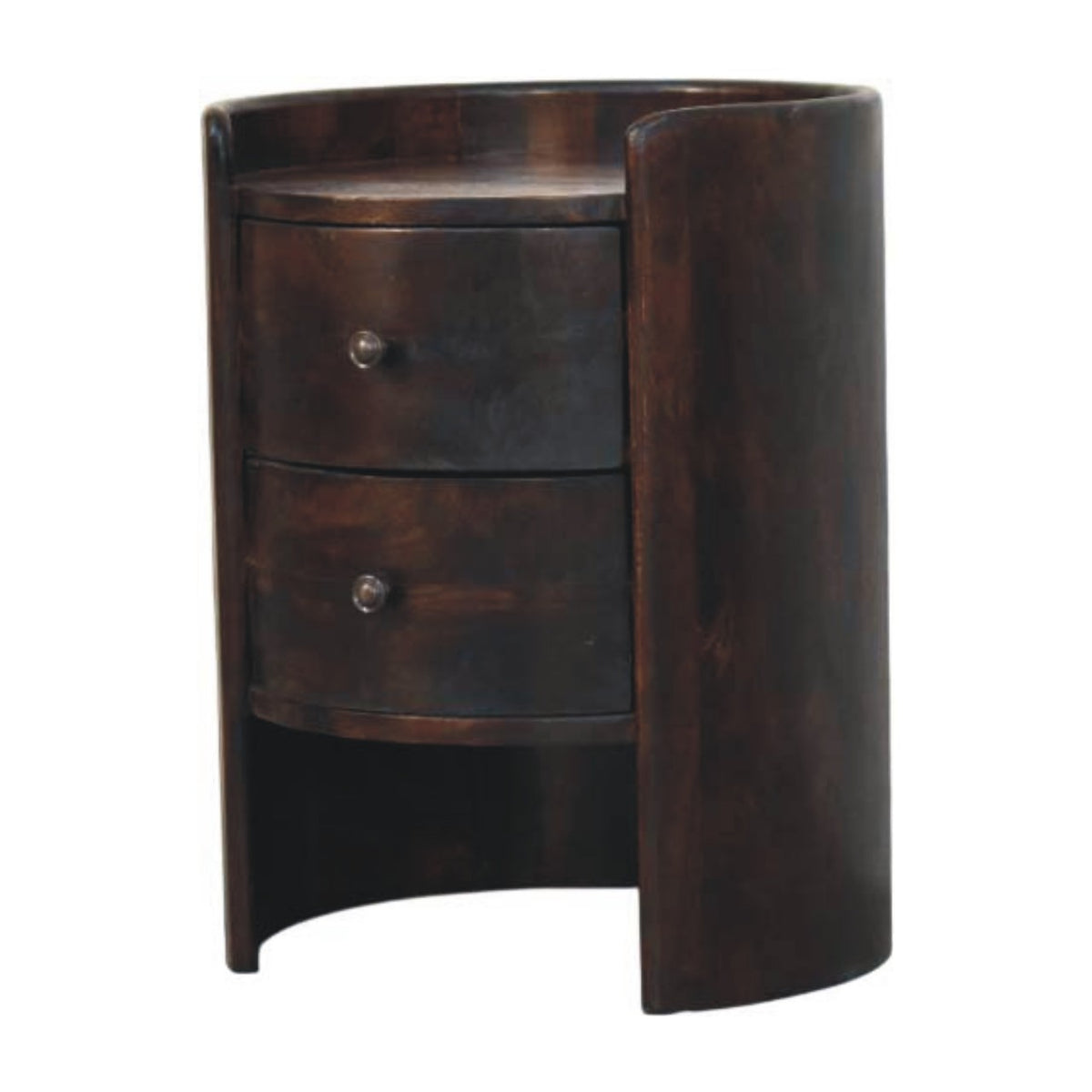 Mocha Round 2 Drawer Timber Accent Table