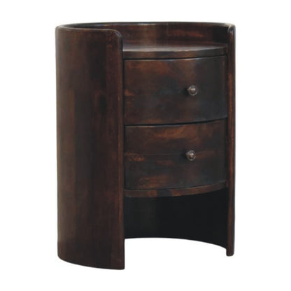 Mocha Round 2 Drawer Timber Accent Table
