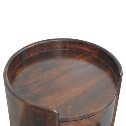 Mocha Round 2 Drawer Timber Accent Table