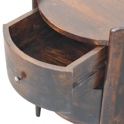 Mocha Round 2 Drawer Timber Accent Table