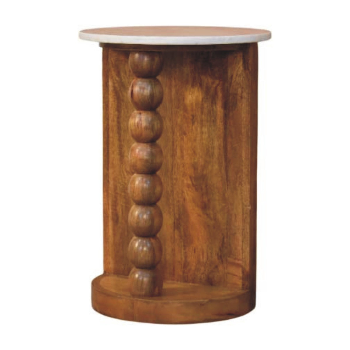 Savannah Spindle Amber Oak Marble Side Table