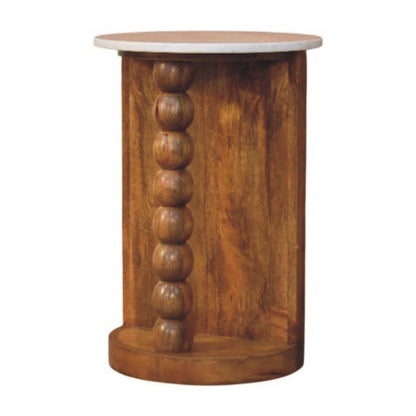 Savannah Spindle Amber Oak Marble Side Table