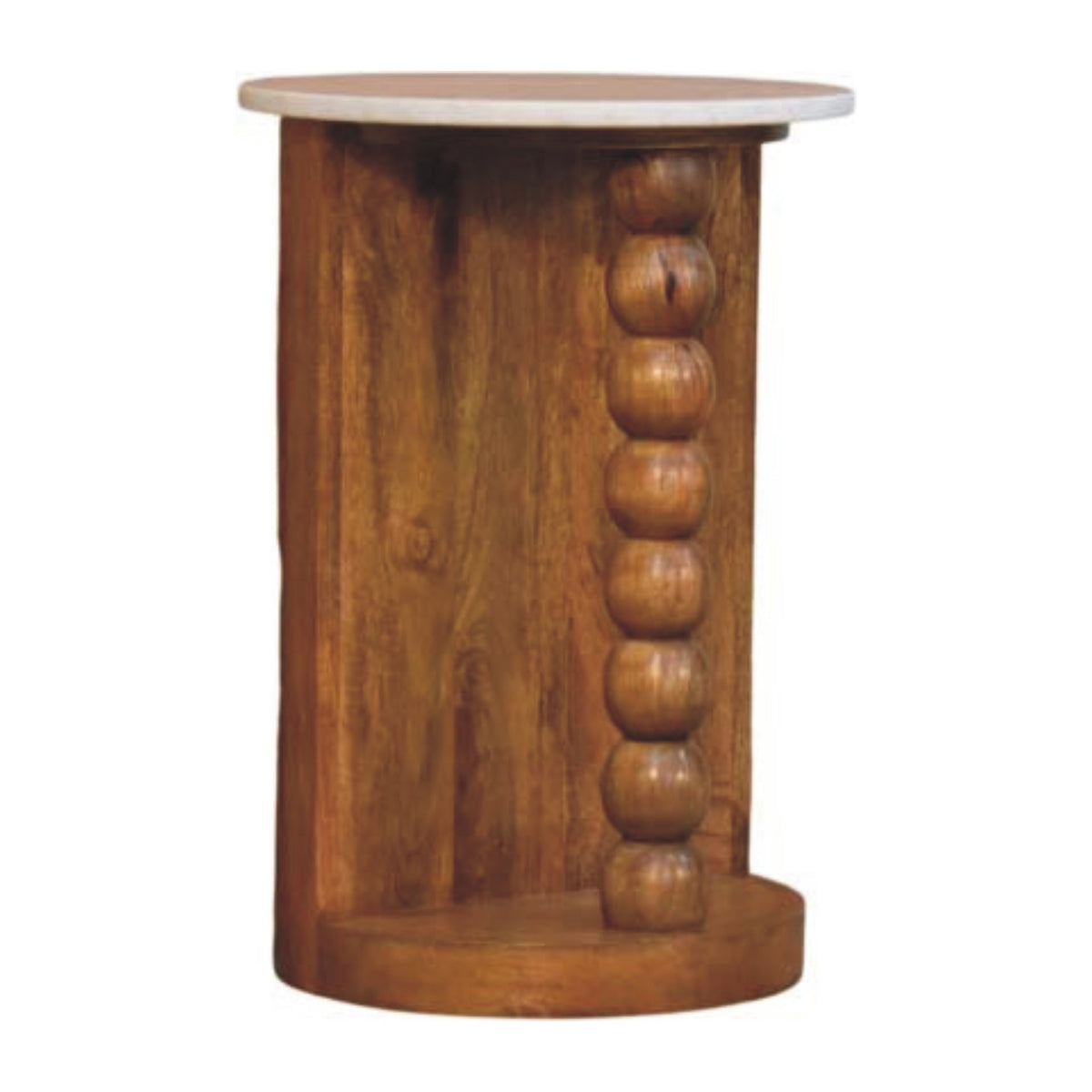 Savannah Spindle Amber Oak Marble Side Table