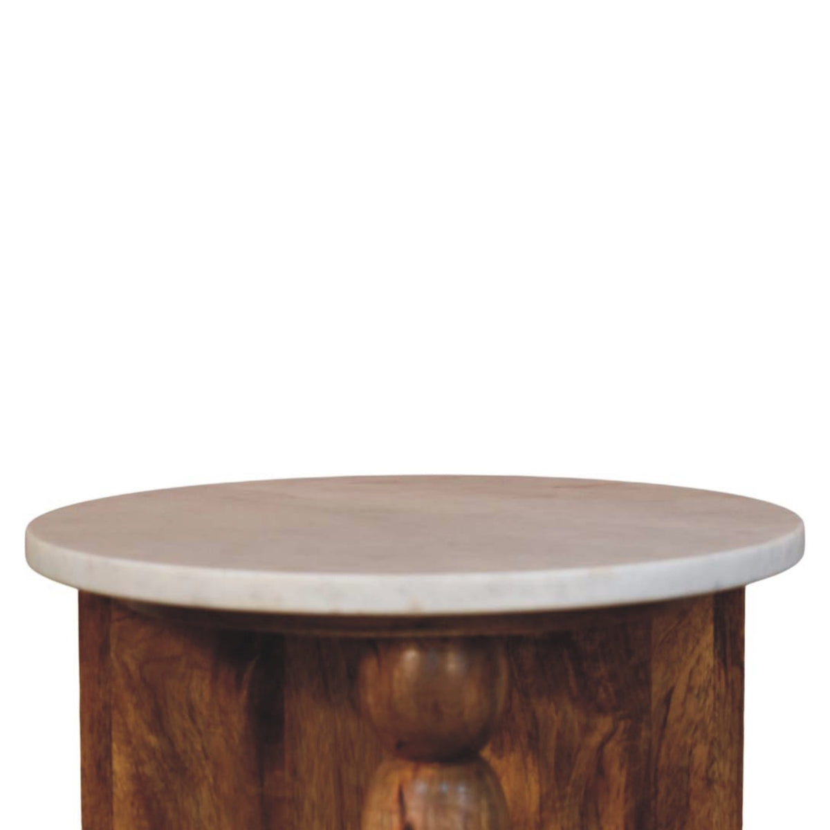 Savannah Spindle Amber Oak Marble Side Table
