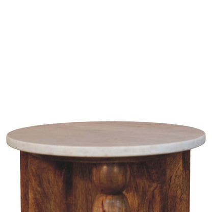 Savannah Spindle Amber Oak Marble Side Table