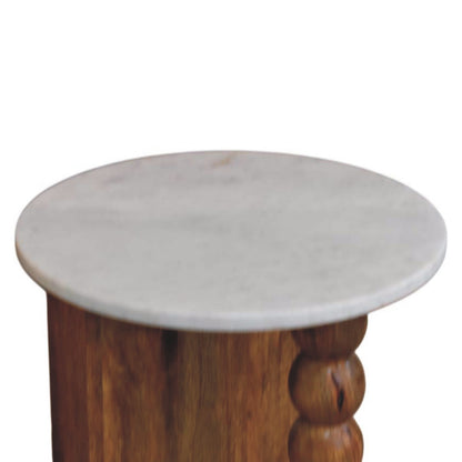 Savannah Spindle Amber Oak Marble Side Table