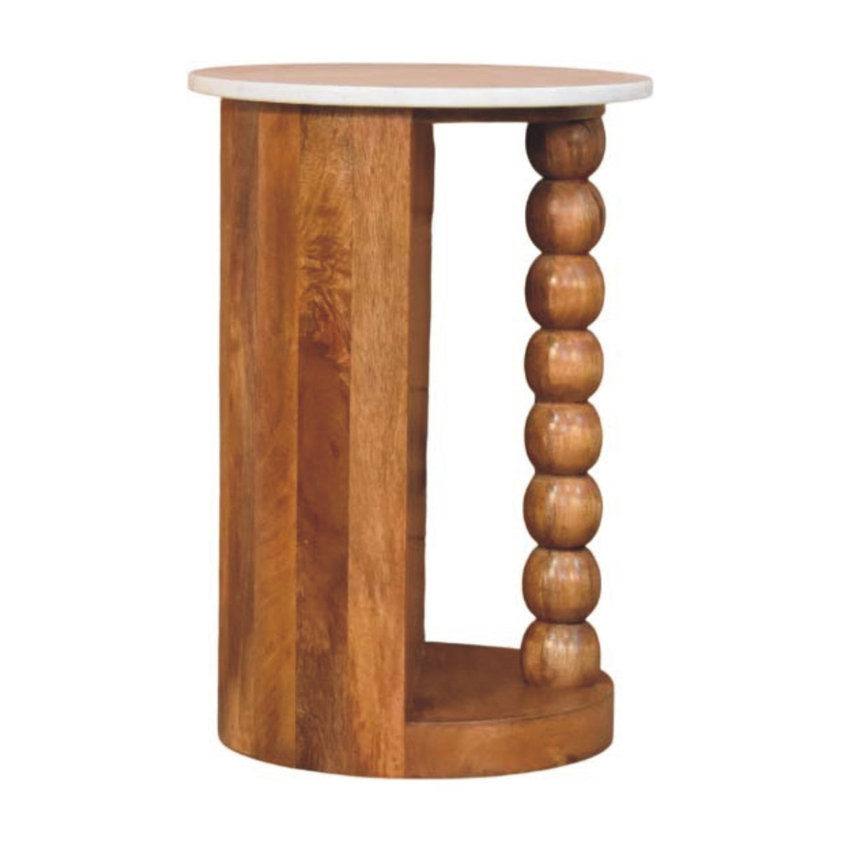 Savannah Spindle Amber Oak Marble Side Table
