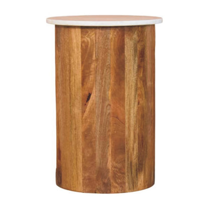 Savannah Spindle Amber Oak Marble Side Table