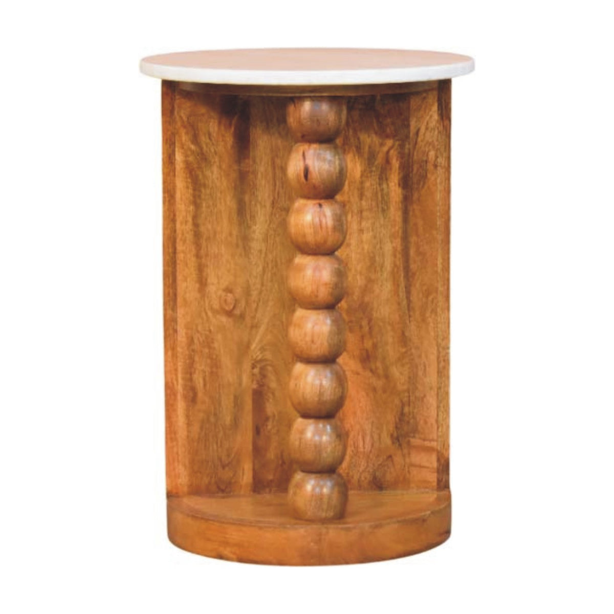 Savannah Spindle Amber Oak Marble Side Table