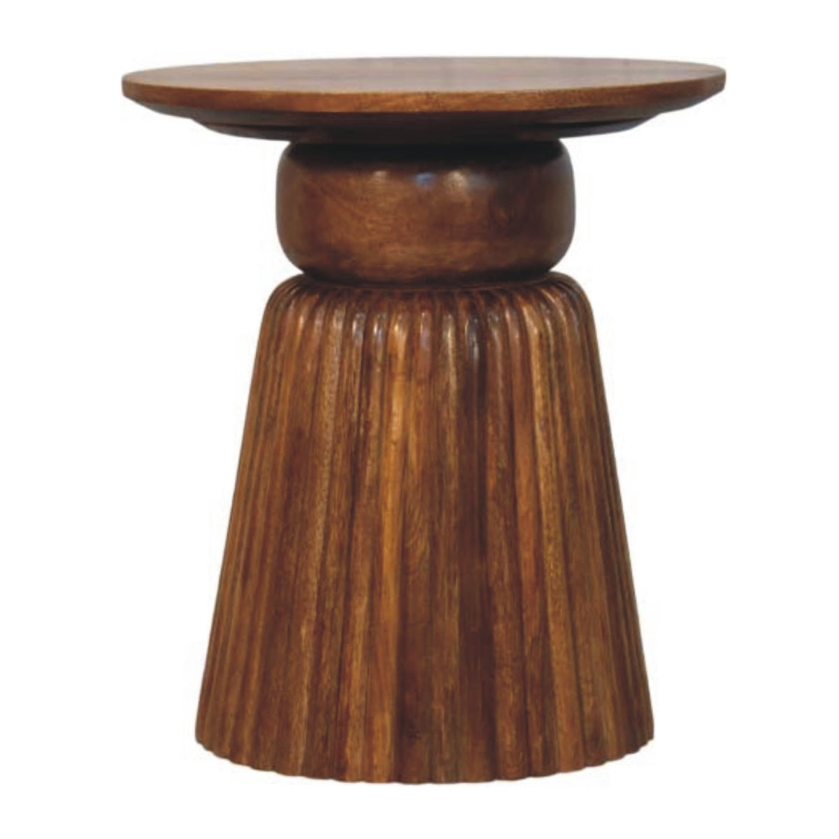 Taos Amber Oak Round Fluted Side Table