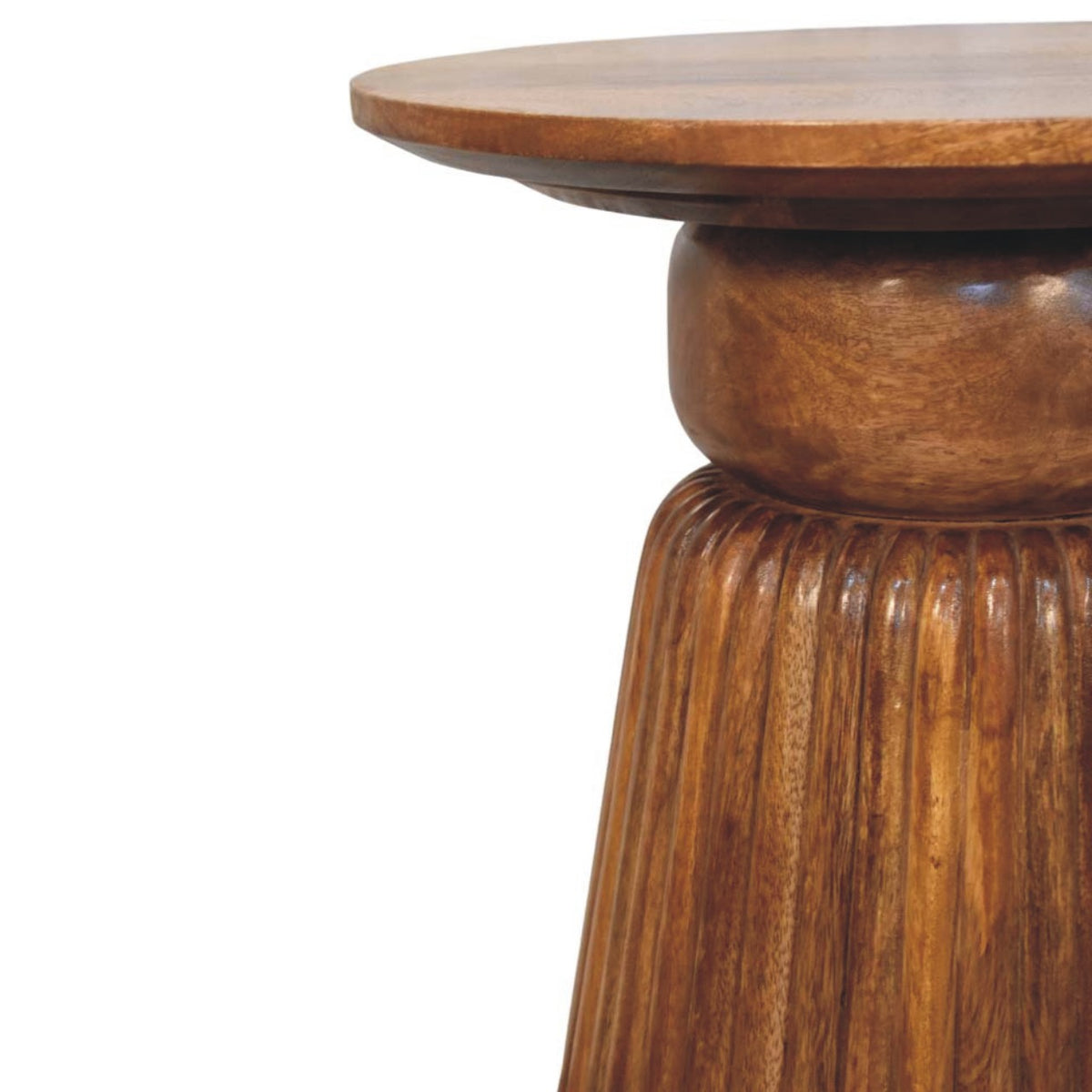 Taos Amber Oak Round Fluted Side Table