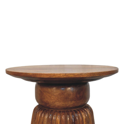 Taos Amber Oak Round Fluted Side Table