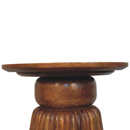 Taos Amber Oak Round Fluted Side Table