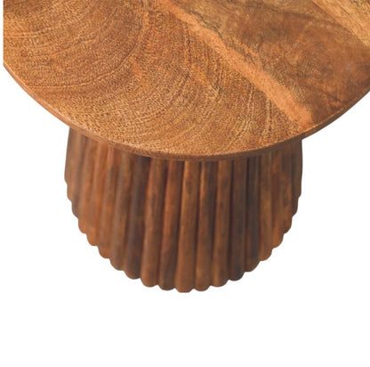 Taos Amber Oak Round Fluted Side Table