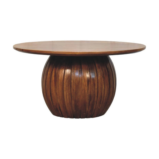 Taos Amber Oak Round Fluted Coffee Table