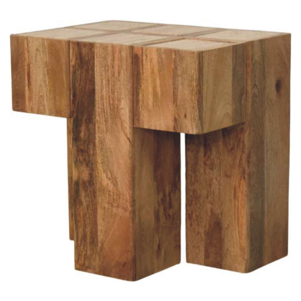 Beacon Travertine Top Block Accent Side Table