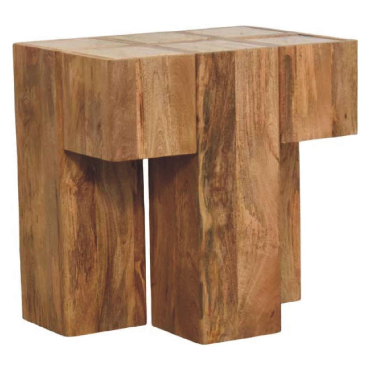 Beacon Travertine Top Block Accent Side Table