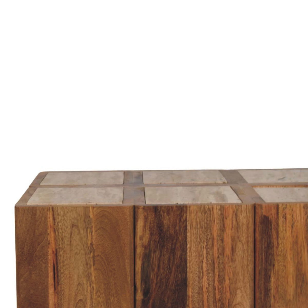 Beacon Travertine Top Block Accent Side Table