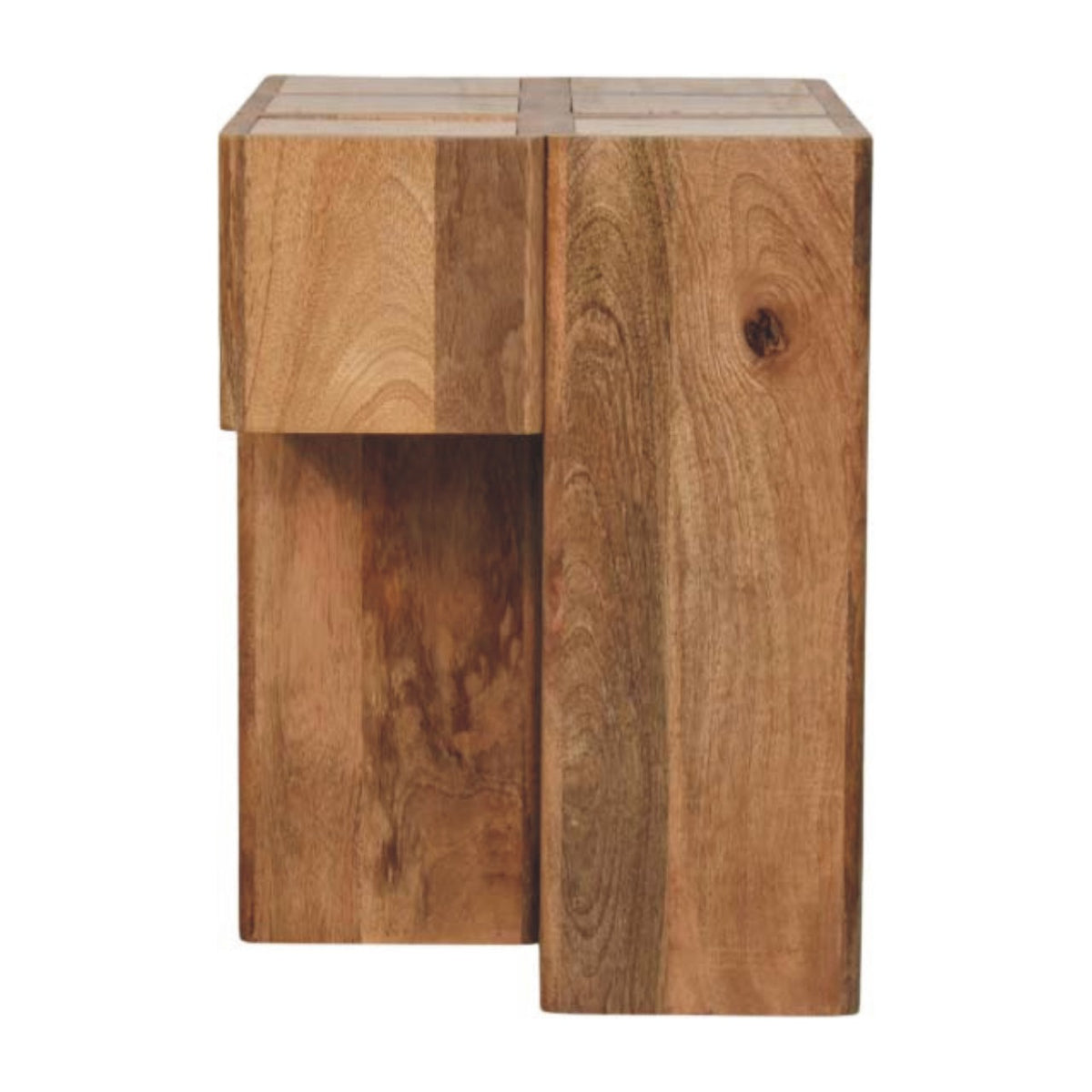 Beacon Travertine Top Block Accent Side Table