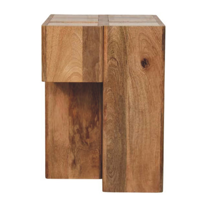 Beacon Travertine Top Block Accent Side Table