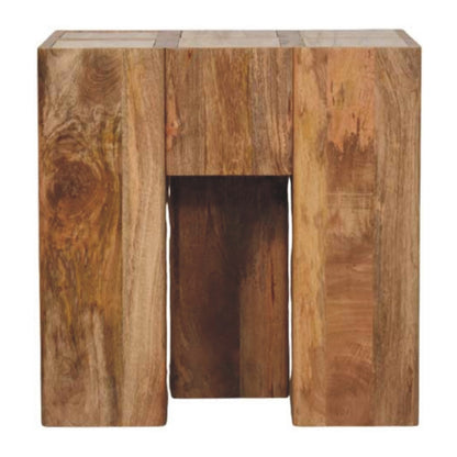 Beacon Travertine Top Block Accent Side Table