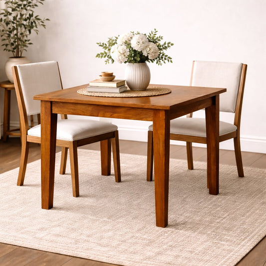Teak Toned Solid Timber Artisan Dining Table