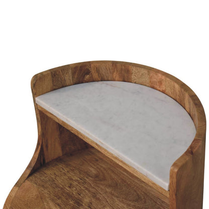 Beacon Oak Curved 2 Drawer Marble Nightstand