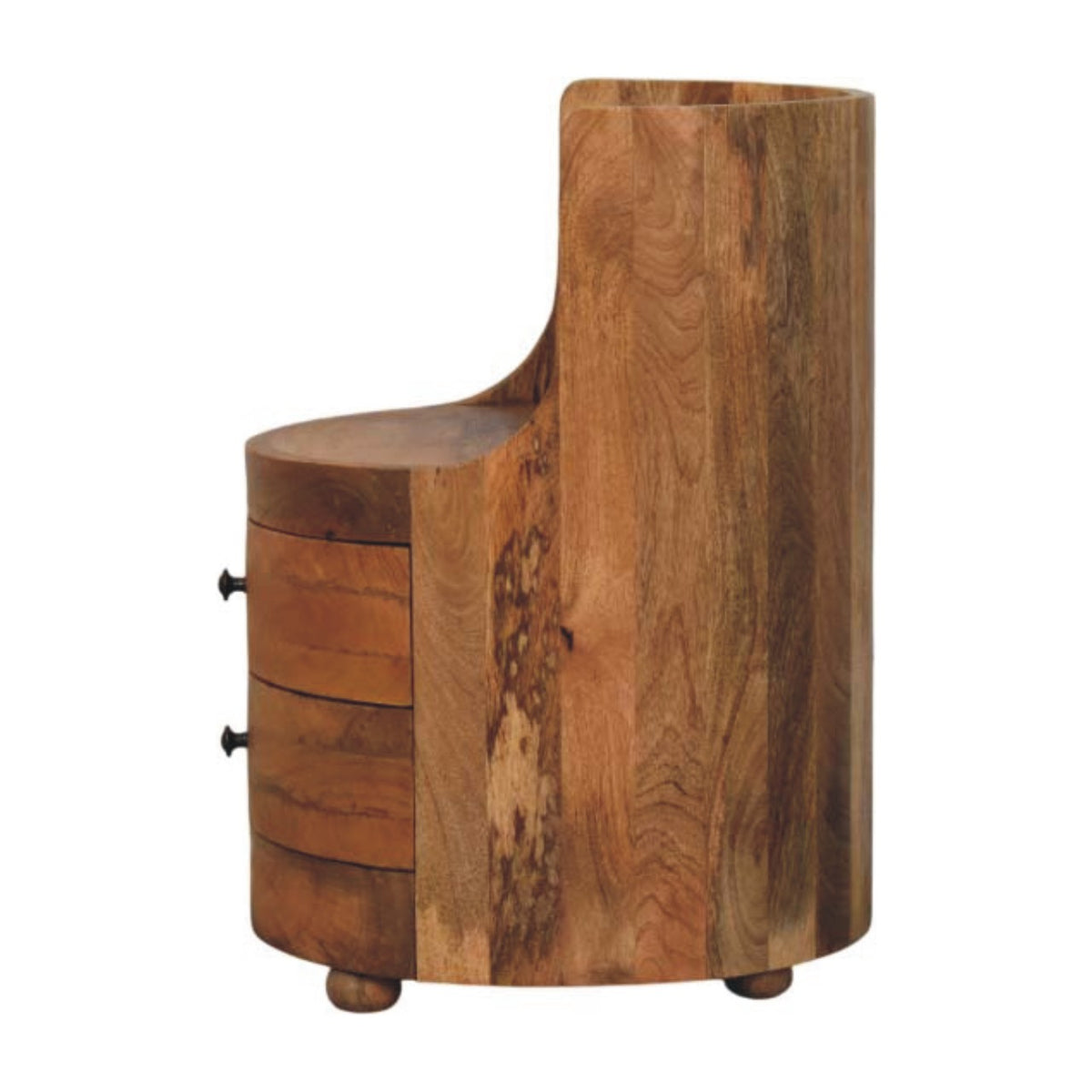 Beacon Oak Curved 2 Drawer Marble Nightstand