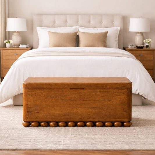 Austin Amber Oak Storage Trunk Bench Lift Lid