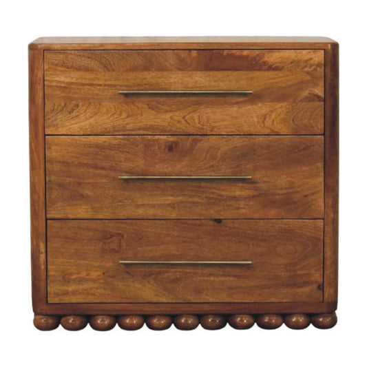 Austin Amber Oak 3 Drawer Ball Feet Chest