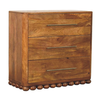 Austin Amber Oak 3 Drawer Ball Feet Chest