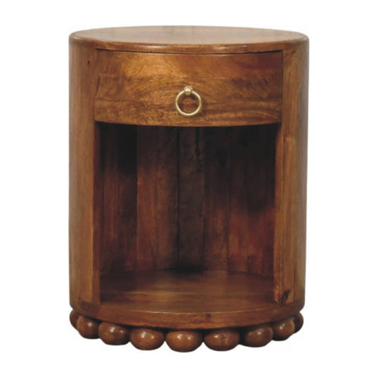 Austin Amber Oak Round 1 Drawer Side Table