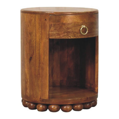 Austin Amber Oak Round 1 Drawer Side Table