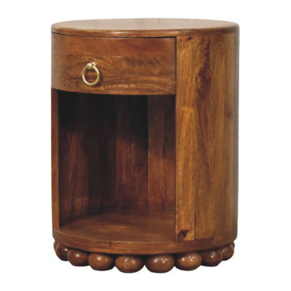 Austin Amber Oak Round 1 Drawer Side Table