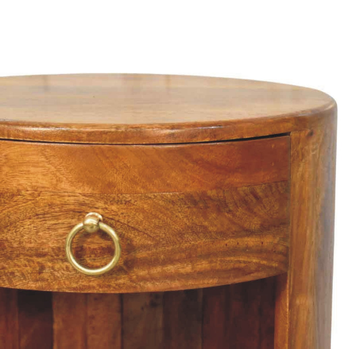 Austin Amber Oak Round 1 Drawer Side Table
