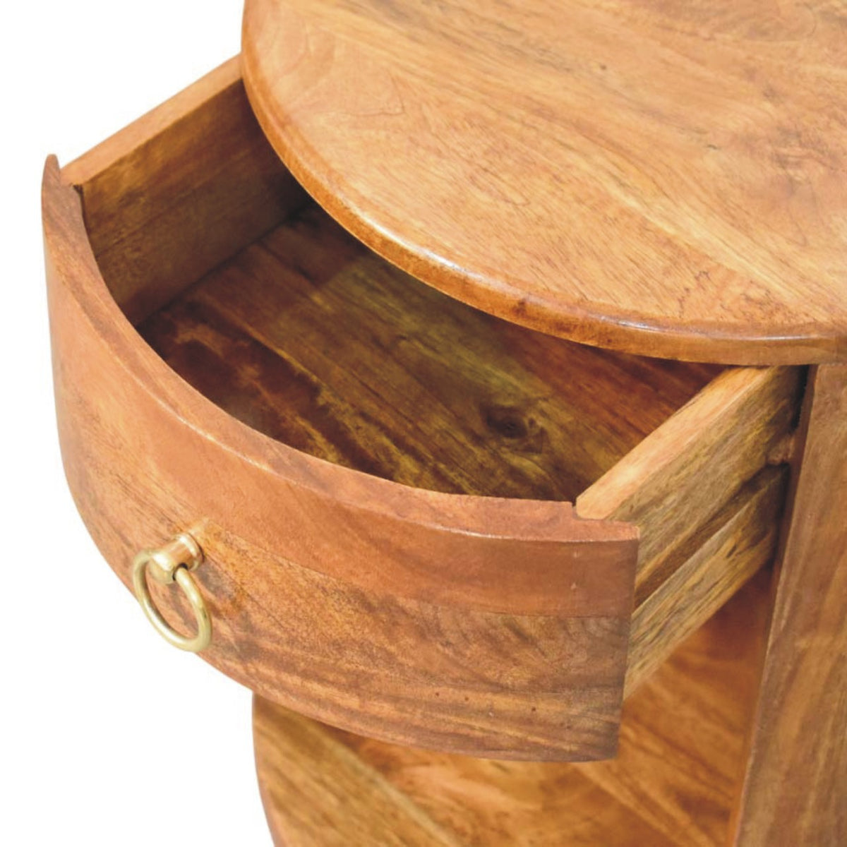 Austin Amber Oak Round 1 Drawer Side Table
