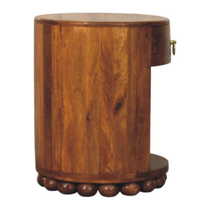 Austin Amber Oak Round 1 Drawer Side Table