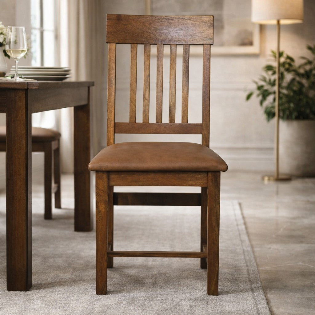 Sutton Buffalo Leather Slatted Dining Chair