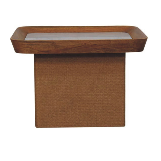 Beacon Oak Marble Top Woven Chatai Coffee Table