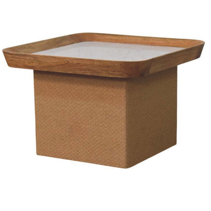 Beacon Oak Marble Top Woven Chatai Coffee Table