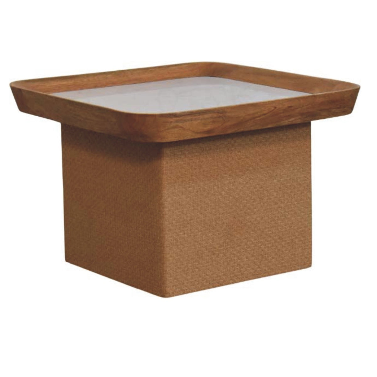 Beacon Oak Marble Top Woven Chatai Coffee Table
