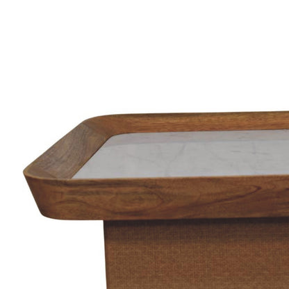 Beacon Oak Marble Top Woven Chatai Coffee Table