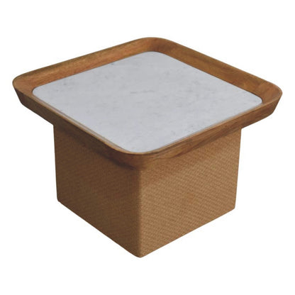 Beacon Oak Marble Top Woven Chatai Coffee Table